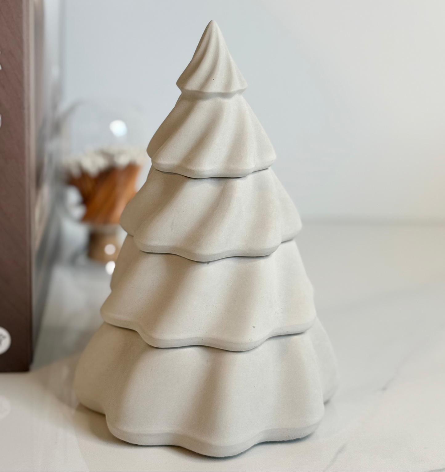 Stacking Christmas Tree Candle - Handmade Concrete Soy Wax Candle
