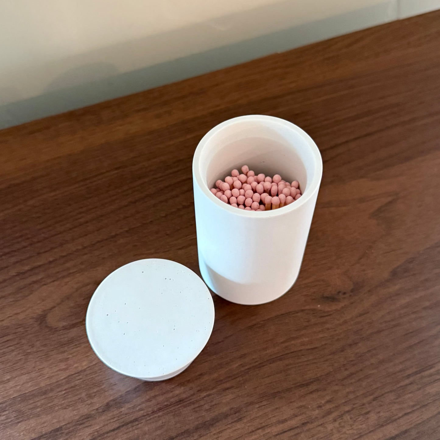 The Minimalist Concrete Match Holder w/ Tapered Lid